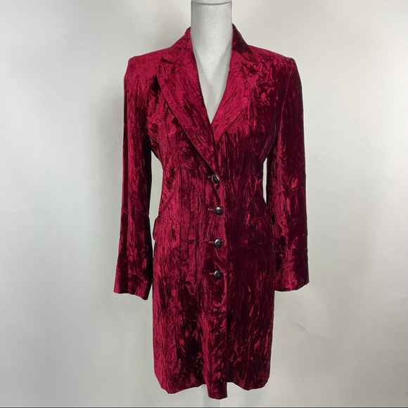 Charles Gray London Jackets & Blazers - Charles Gray London Crushed Velvet Jacket Red XS